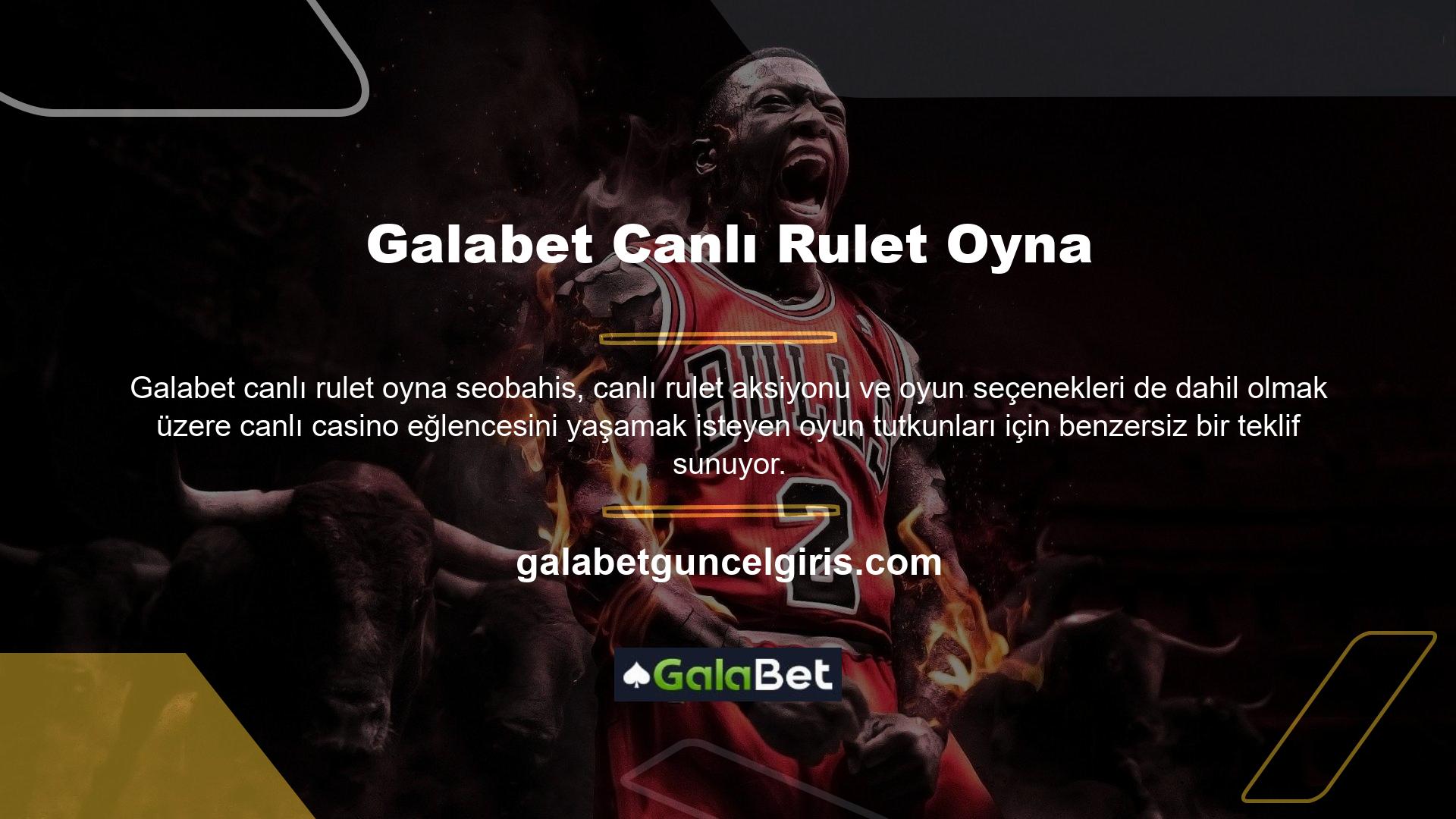 Sitenin canlı casino oyunları bölümü, poker, blackjack turnuvaları ve hatta canlı slot oyunları çeşitleri sunduğundan, oyun tutkunları ruleti online olarak denemek için gerekli tüm adımları doğrudan bu alanda kolayca atabilirler